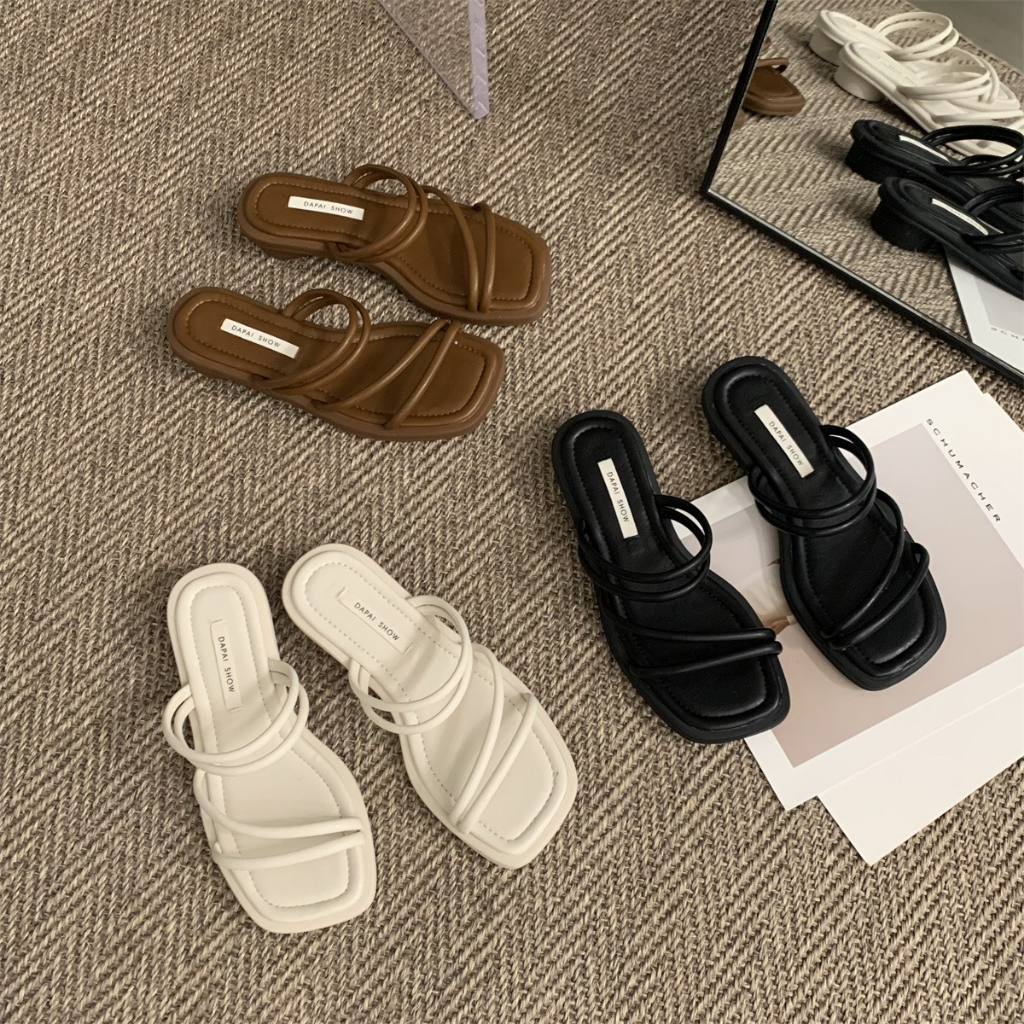 Giày Sandal Đế Thấp Mũi Vuông Mềm Mại Thời Trang Cho Nữ