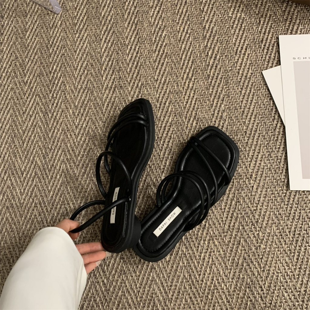 Giày Sandal Đế Thấp Mũi Vuông Mềm Mại Thời Trang Cho Nữ