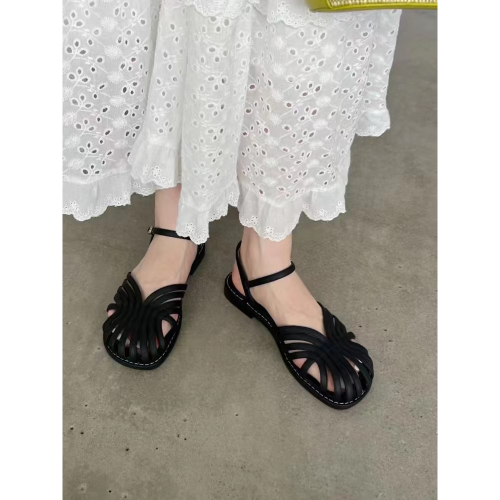 Giày Sandal Đế Mềm Mũi Tròn Phong Cách Retro Cho Nữ