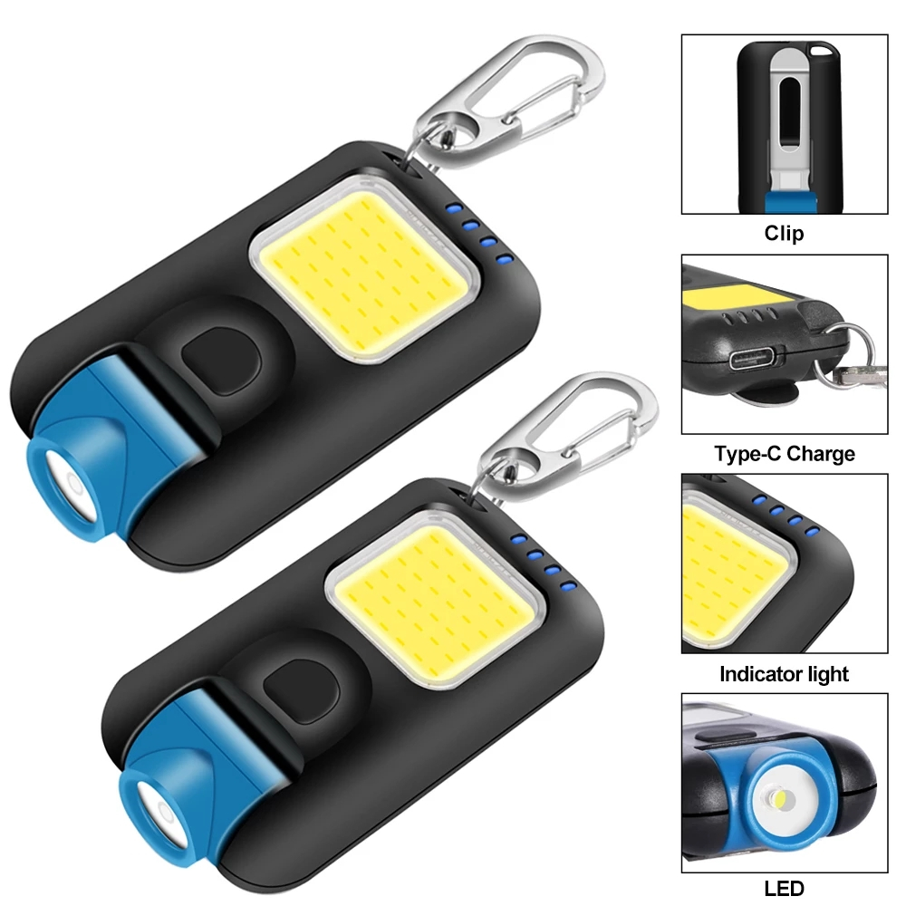 Đèn Pin LED COB Mini 800LM Xoay 180 Độ Với 5 Chế Độ Sáng Và Kẹp Tiện Dụng Cho Cắm Trại