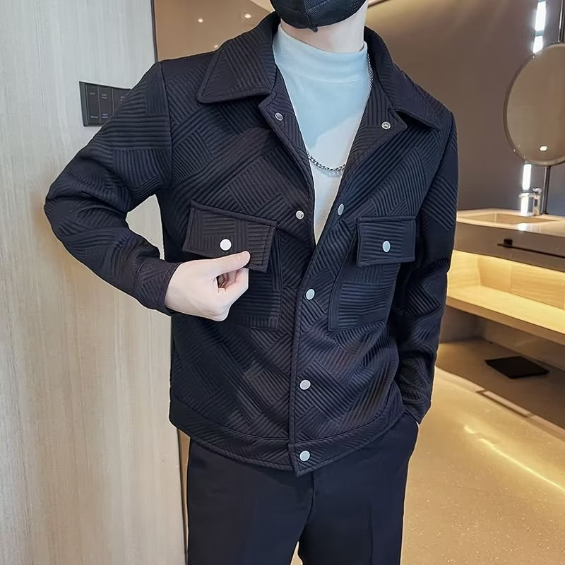 Áo khoác bomber đơn giản có túi màu trơn đơn giản phong cách Hàn Quốc thời trang dành cho nam M-5XL