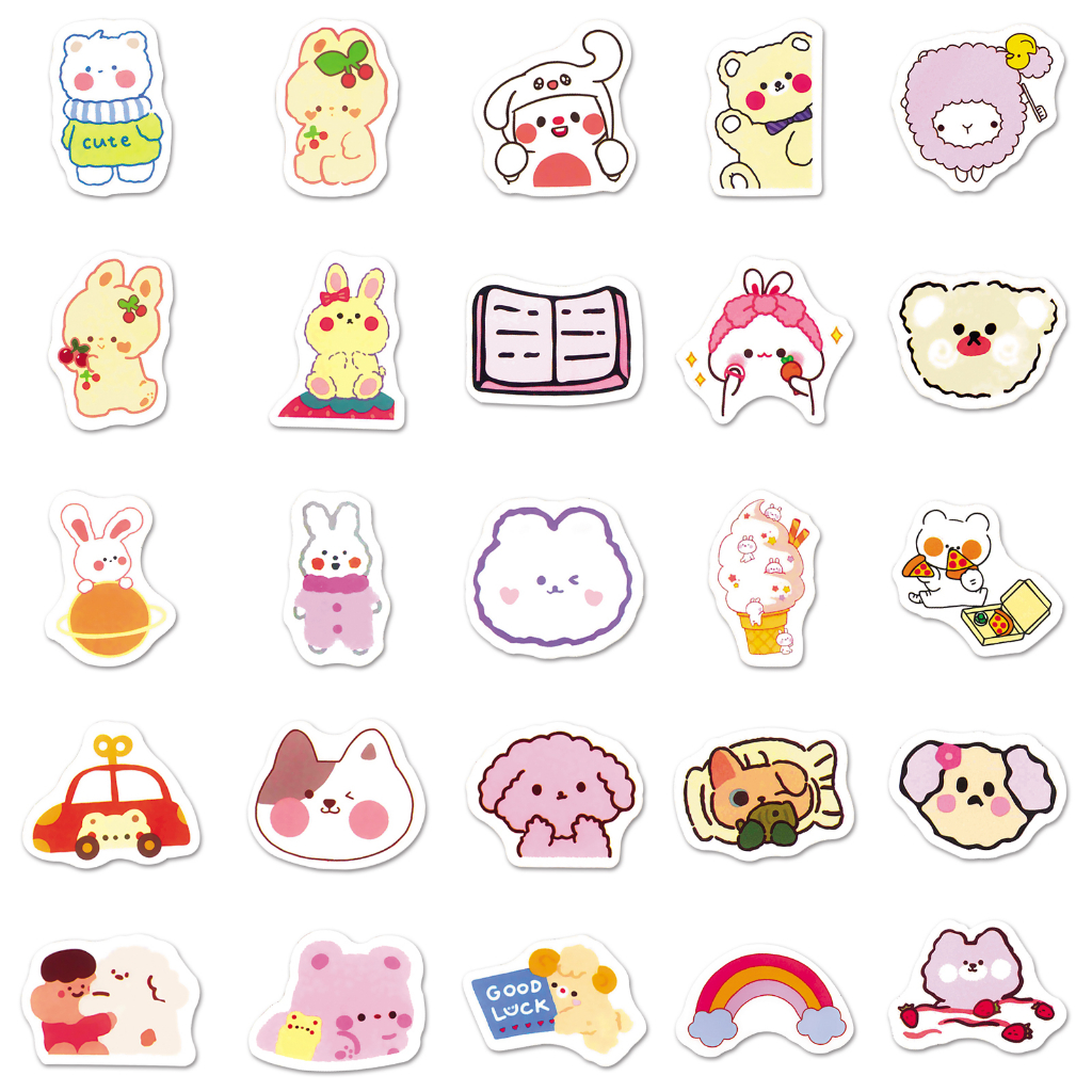 Bộ 100 Miếng Dán Họa Tiết Hoạt Hình Vui Nhộn Chống Thấm Nước Trang Trí Xe Hơi / Nhà Cửa