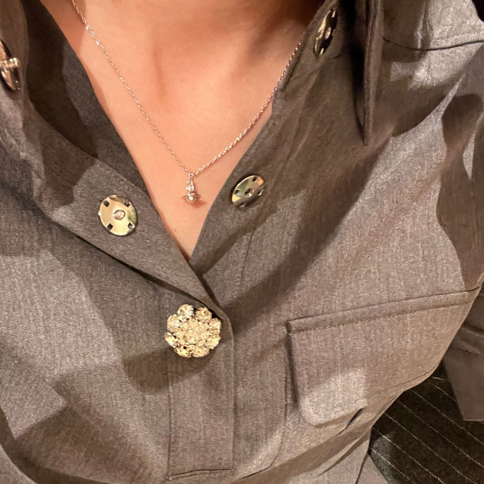 DÂY CHUYỀN VIVIENNE- WESTWOOD  925 Mặt Trái Tim Đính Đá Pha Lê Tím Phong Cách Mới Seiko WESTWOOD VIVIWEEN925