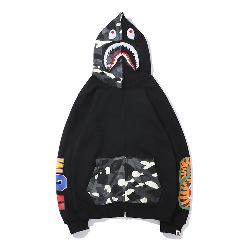 Mới Ape Thời Trang Áo hoodie Bape Nam Nữ Cá Mập Đường Phố hip-hop Phong Cách Bé Trai Thường Ngày Cặp Đôi Áo Thun 1060