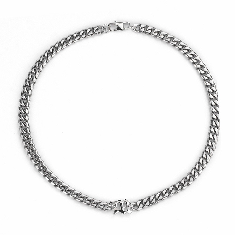 Vòng cổ Mặt Chữ Cái Bằng Thép Titan Phong Cách Hip Hop Mới Cho Nam