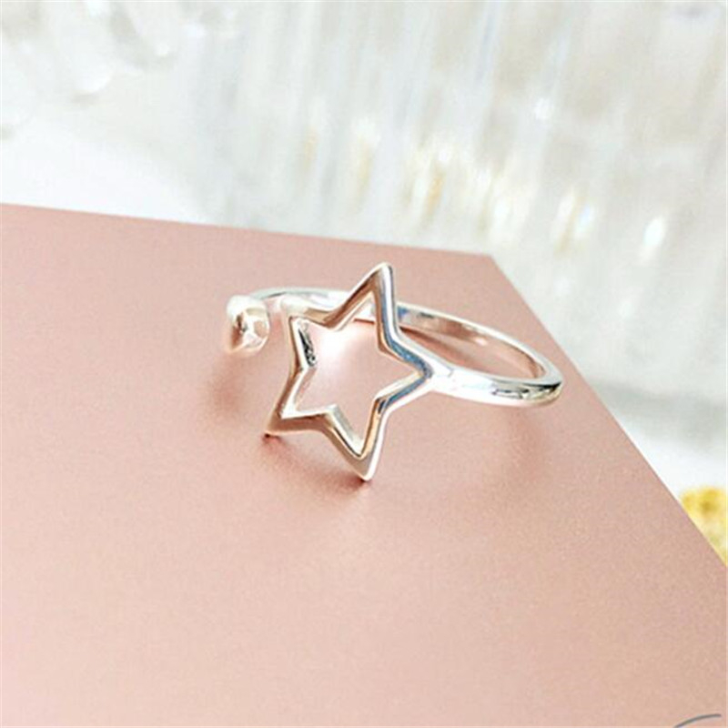Nhẫn Bạc 925 Hình Ngôi Sao Năm Cánh Đơn Giản Phong Cách Hàn Quốc CR338