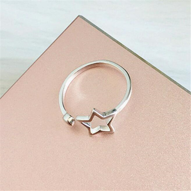 Nhẫn Bạc 925 Hình Ngôi Sao Năm Cánh Đơn Giản Phong Cách Hàn Quốc CR338