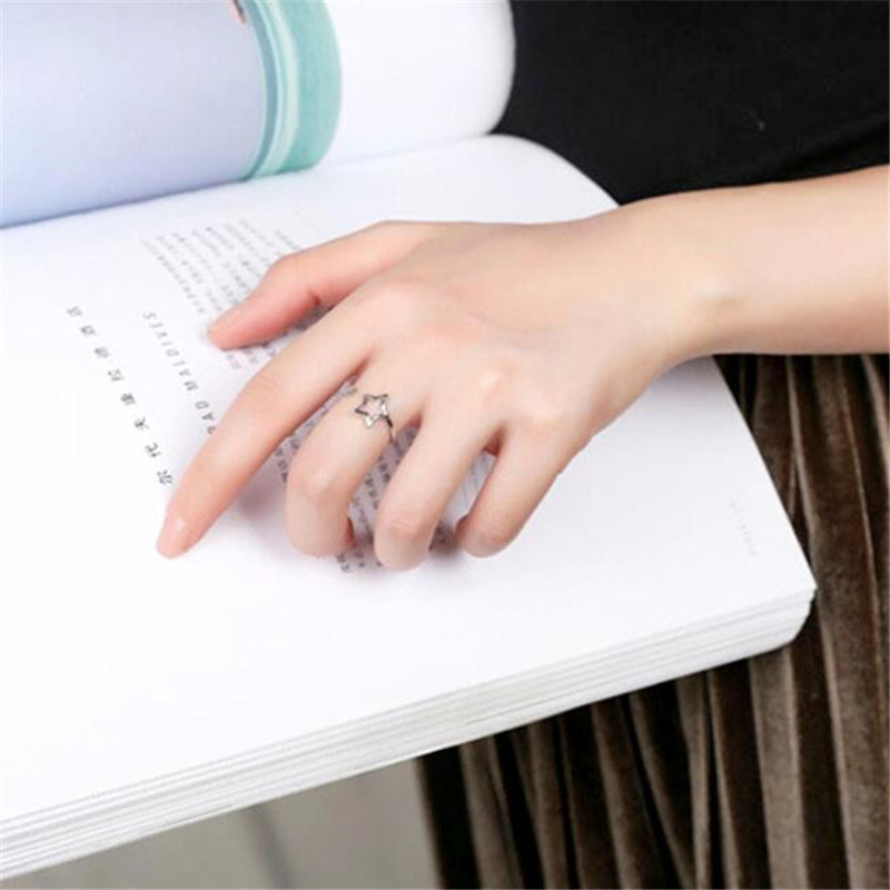 Nhẫn Bạc 925 Hình Ngôi Sao Năm Cánh Đơn Giản Phong Cách Hàn Quốc CR338