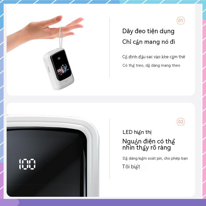 Pin Sạc Dự Phòng Disney Cobranded 2 Dây 20000mAh Sức Chứa Lớn Và Sạc Nhanh Nhiều Màu Sắc Dành Cho Samsung / Xiaomi / oppo / vivo