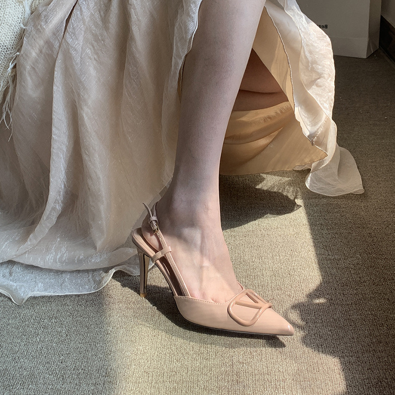 Giày Cao Gót Sandal Da PU 6-8cm Thời Trang Thanh Lịch