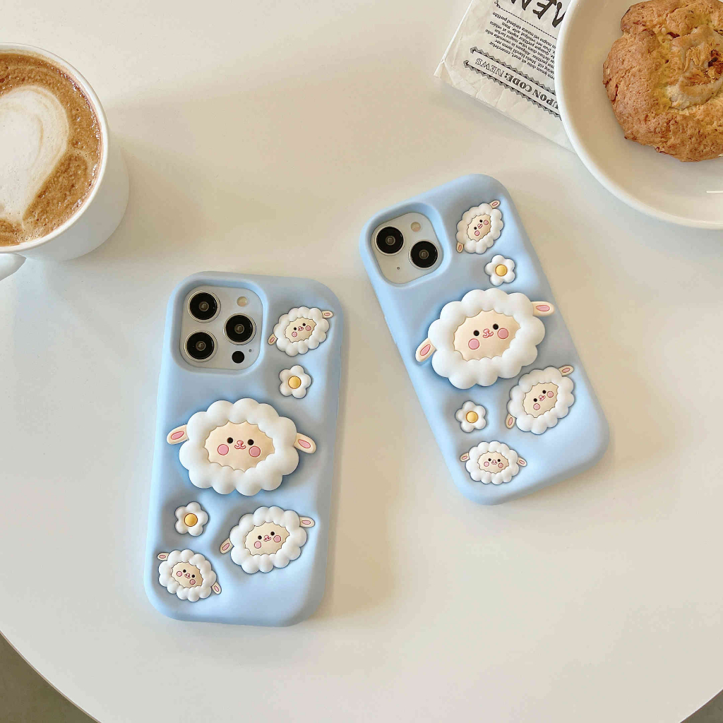 Ốp Điện Thoại Gel Silicon Mềm Hình Chú Cừu / Khủng Long Hoạt Hình Vui Nhộn Cho Iphone 14Pro Max 11 12 13Pro Msx