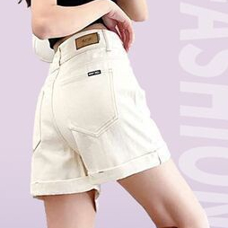 Jiashucheng Quần Short Denim Chữ a Lưng Cao Ống Rộng Màu Trắng Phong Cách Mới Mùa Hè Cho Nữ