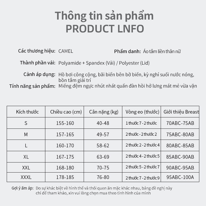 Đồ bơi một mảnh CAMELSPORTS thời trang đi biển dành cho nữ