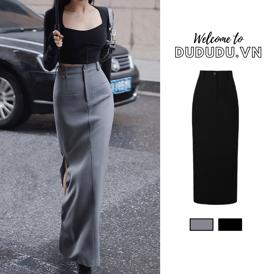 Chân váy bút chì dáng dài, cạp cao, ôm eo tôn dáng, phong cách sexy, cá tính, váy xẻ tà thu hút, thời trang cao cấp mới dành cho nữ