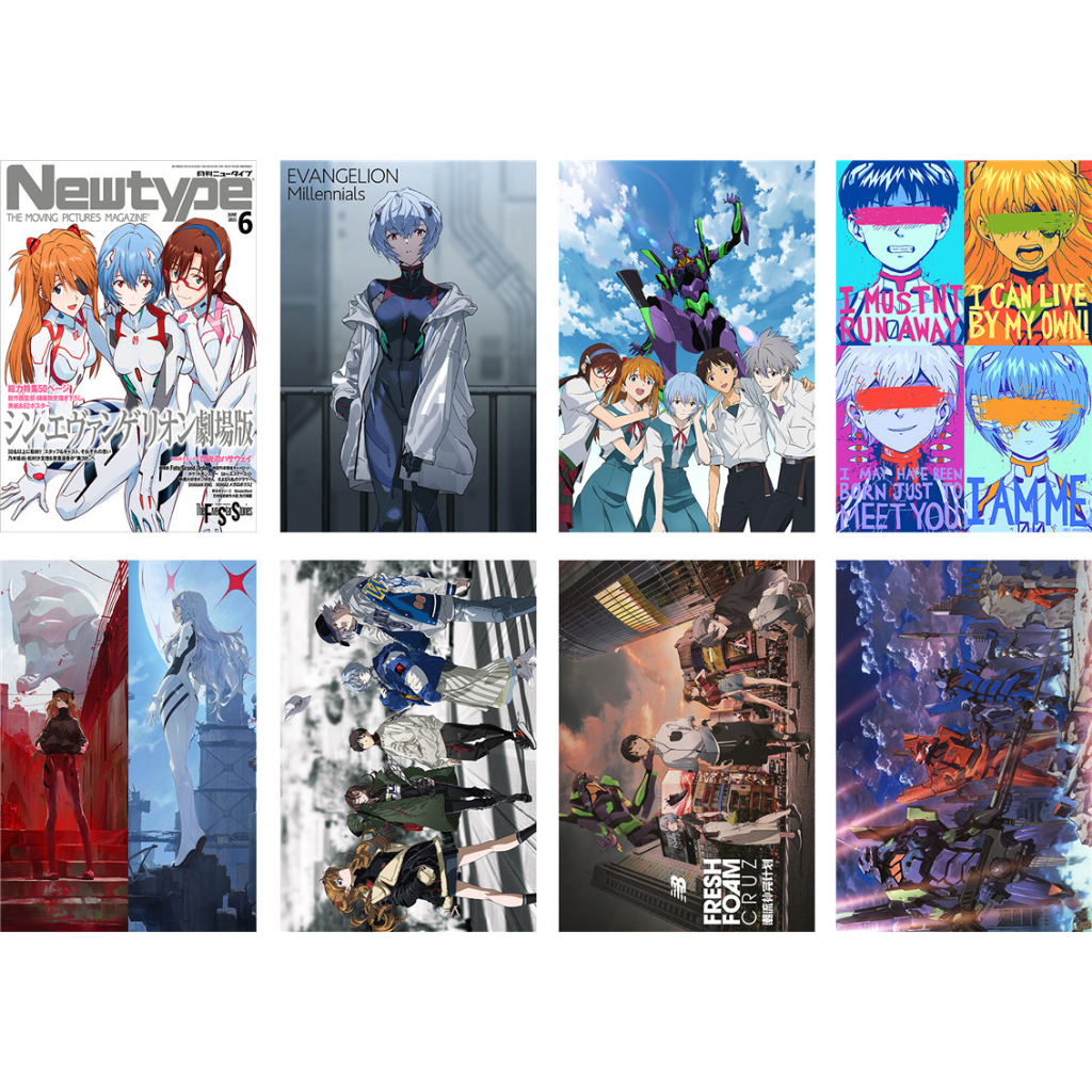 Set 8 Tấm Poster Ayanami EVA A3 Neon Genesis Evangelion Treo Tường Trang Trí