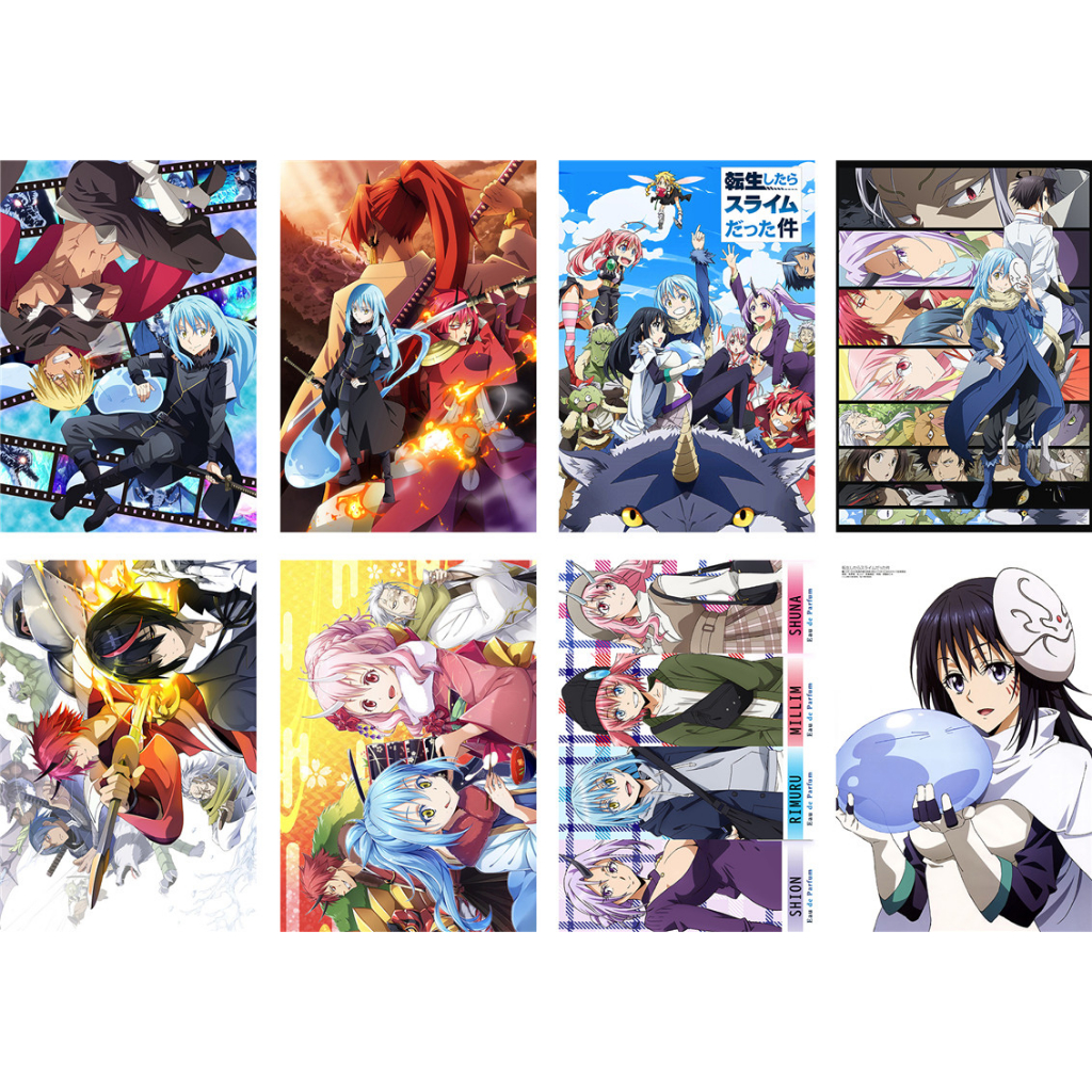 Set 8 Tấm Poster Anime That Time I Got Reincarnated as a Slime Rimuru A3 Dùng Để Trang Trí Tường
