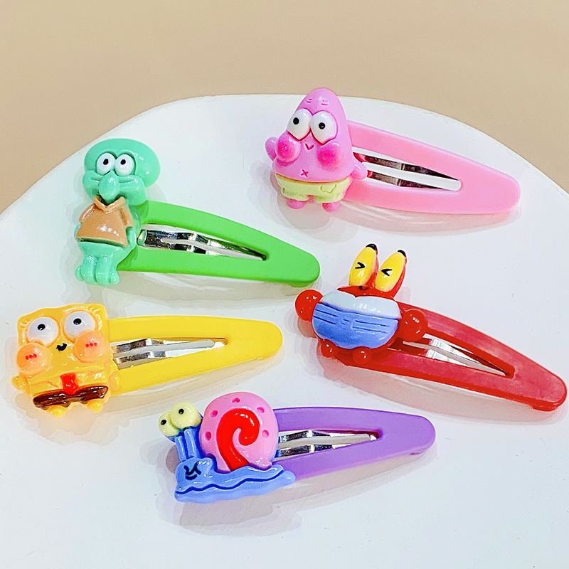 Kẹp Tóc Hình SpongeBob / Ngôi Sao / Trái Tim Hoạt Hình Ngọt Ngào Dễ Thương Cho Nữ