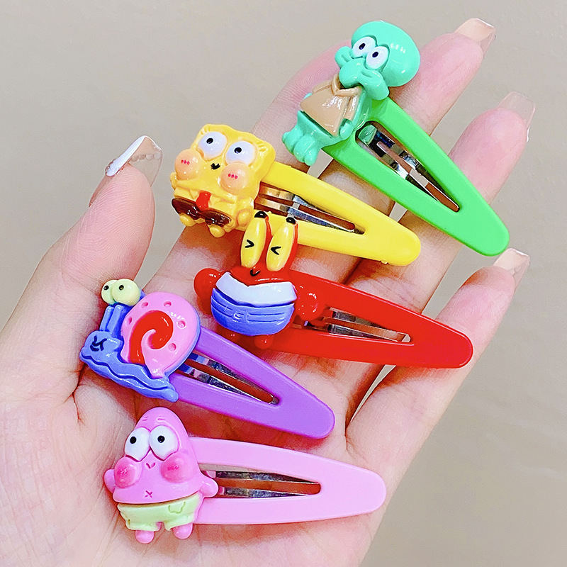 Kẹp Tóc Hình SpongeBob / Ngôi Sao / Trái Tim Hoạt Hình Ngọt Ngào Dễ Thương Cho Nữ