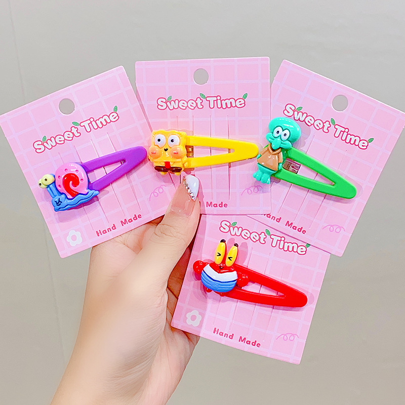 Kẹp Tóc Hình SpongeBob / Ngôi Sao / Trái Tim Hoạt Hình Ngọt Ngào Dễ Thương Cho Nữ