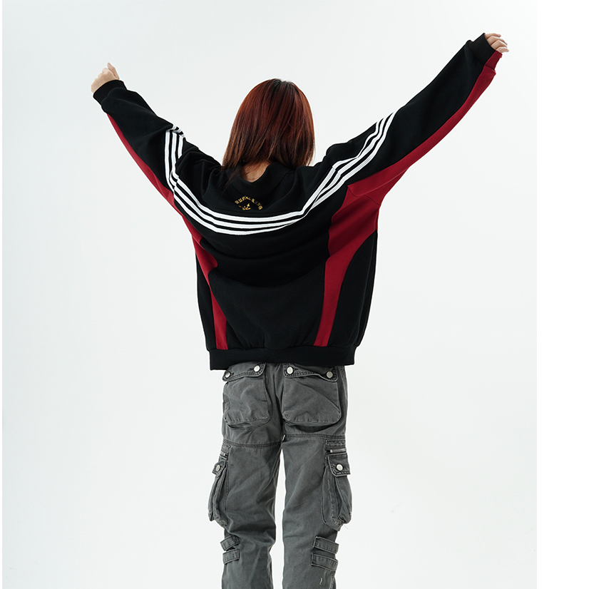 Áo Sweater Tay Dài Dáng Rộng In Họa Tiết Màu Tương Phản Phong Cách Đường Phố Mỹ Thời Trang Cho Nam