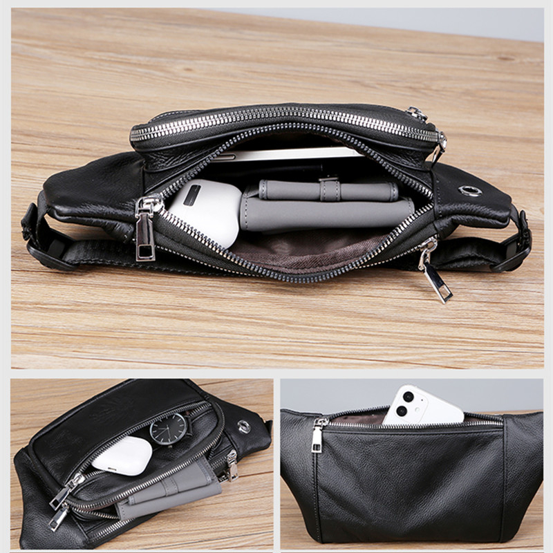 Túi Đeo Hông Bằng Da Thật Phong Cách Thể Thao Thời Trang Cho Nam Và Nữ