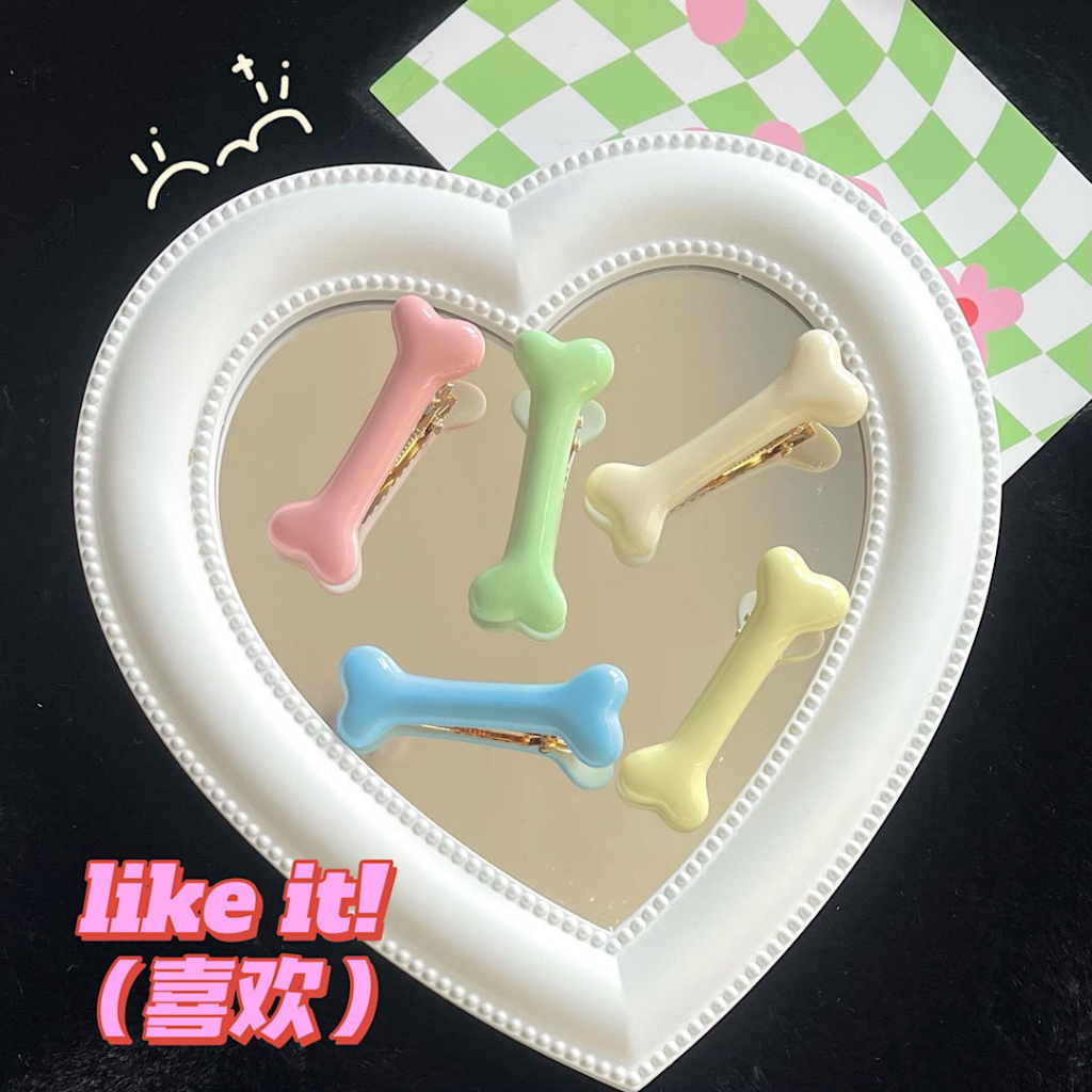 Kẹp Tóc Màu Kẹo Hình Xương Cún Phong Cách Nhật Bản Và Hàn Quốc Ngọt Ngào Dễ Thương Dành Cho Bạn Gái