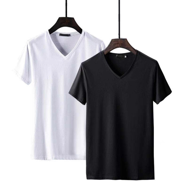 Áo Thun cotton Ngắn Tay Cổ Tròn Màu Trơn Thời Trang Mùa Hè Mới Cho Nam