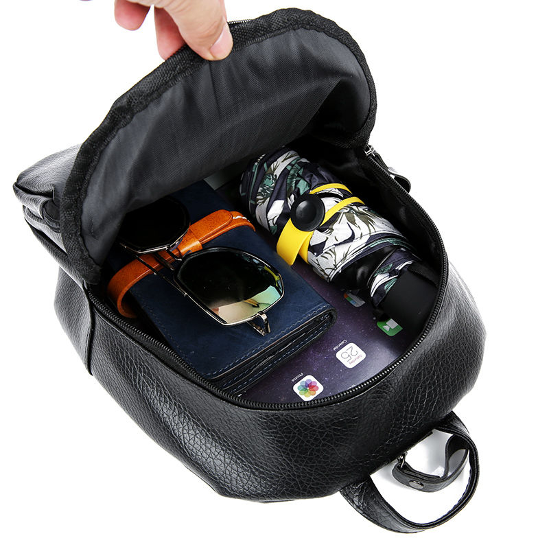 Ba Lô Da pu mini Màu Đen Thiết Kế Đơn Giản Thời Trang Theo Phong Cách Hàn Quốc Cho Nữ