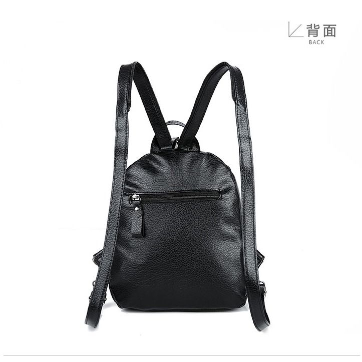 Ba Lô Da pu mini Màu Đen Thiết Kế Đơn Giản Thời Trang Theo Phong Cách Hàn Quốc Cho Nữ