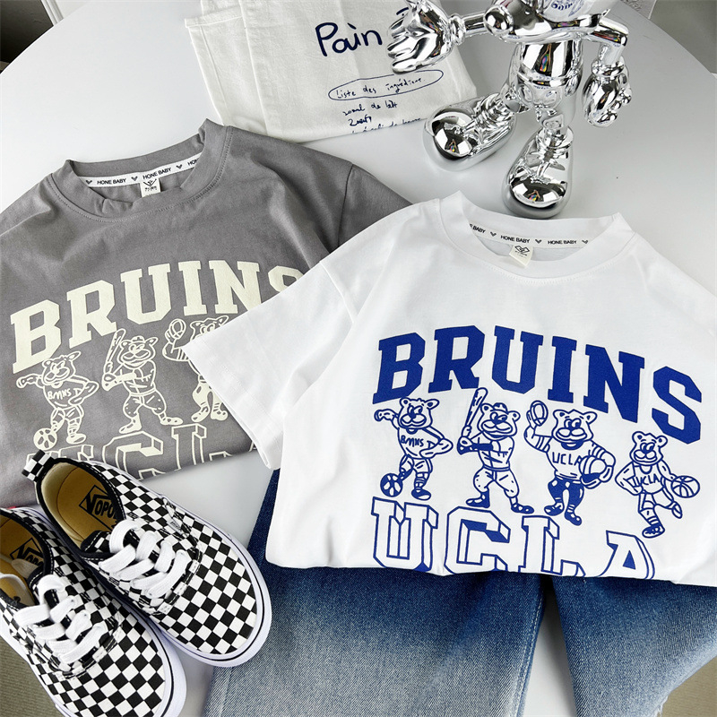 Sun baby Áo Thun Tay Ngắn In Chữ Thời Trang Mùa Hè 2023 Cho Bé