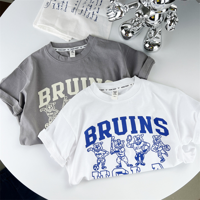 Sun baby Áo Thun Tay Ngắn In Chữ Thời Trang Mùa Hè 2023 Cho Bé