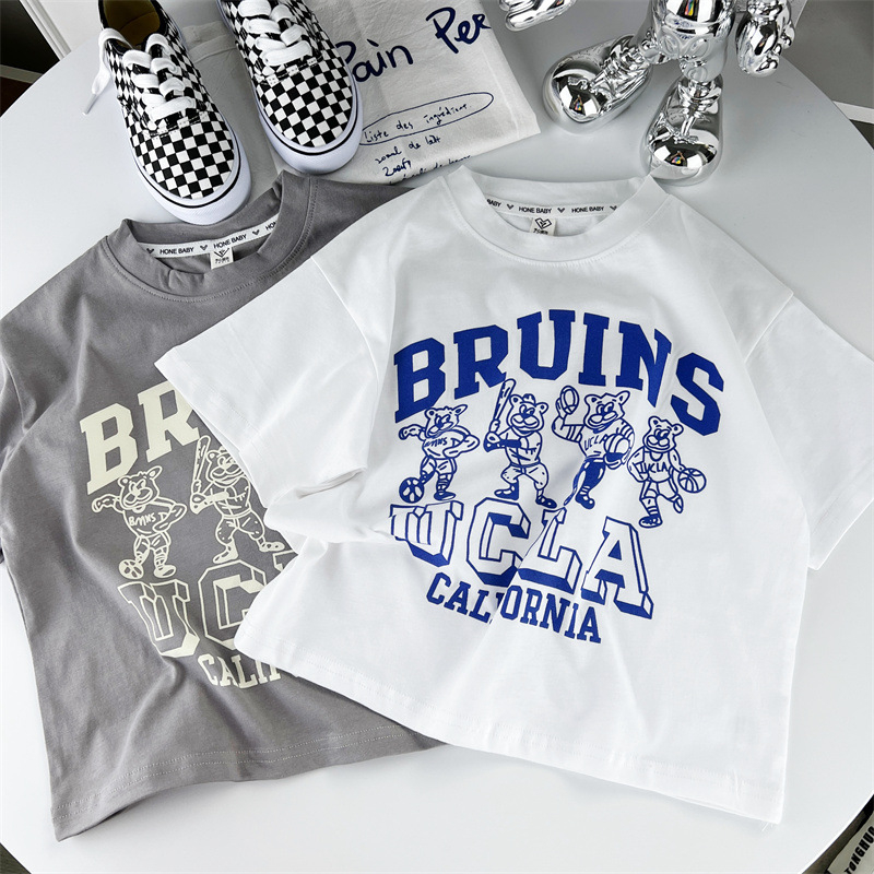 Sun baby Áo Thun Tay Ngắn In Chữ Thời Trang Mùa Hè 2023 Cho Bé