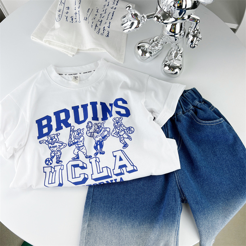 Sun baby Áo Thun Tay Ngắn In Chữ Thời Trang Mùa Hè 2023 Cho Bé