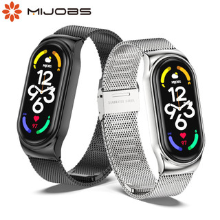 MIJOBS Dây đeo đồng hồ bằng thép không gỉ cho Xiaomi Mi Band 5 6 7 8 Mi Band 4 phiên bản toàn cầu Mi Band 3 Nfc