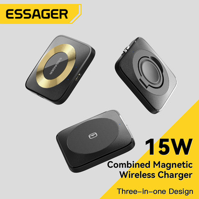 Bộ Sạc Không Dây Essager 3 Trong 1 15w Có Nam Châm Cho IP Samsung Fsat