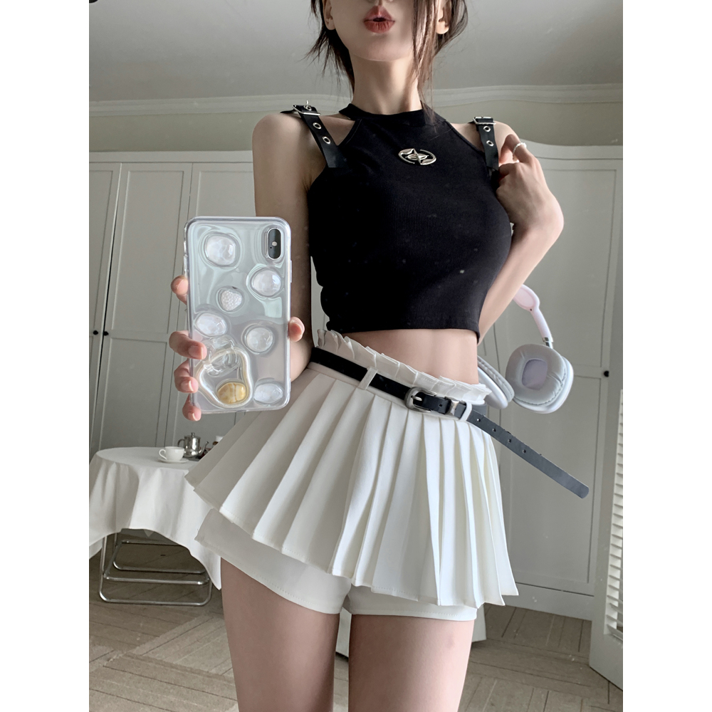 Lalisas Áo Croptop Da Ôm Dáng Phối Khóa Cài Thiết Kế Hình Gia Vị Ngọt Ngào Quyến Rũ Cho Nữ