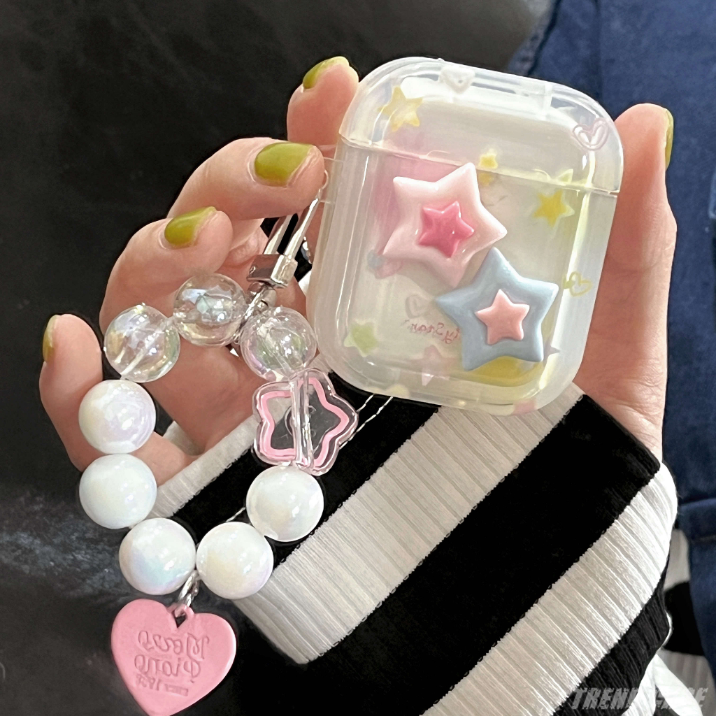 Vỏ Bảo Vệ Hộp Sạc Tai Nghe Airpods 2 3 Pro 2 Không Dây Chất Liệu Dẻo Họa Tiết Ngôi Sao / Trái Tim Màu Gradient 3D