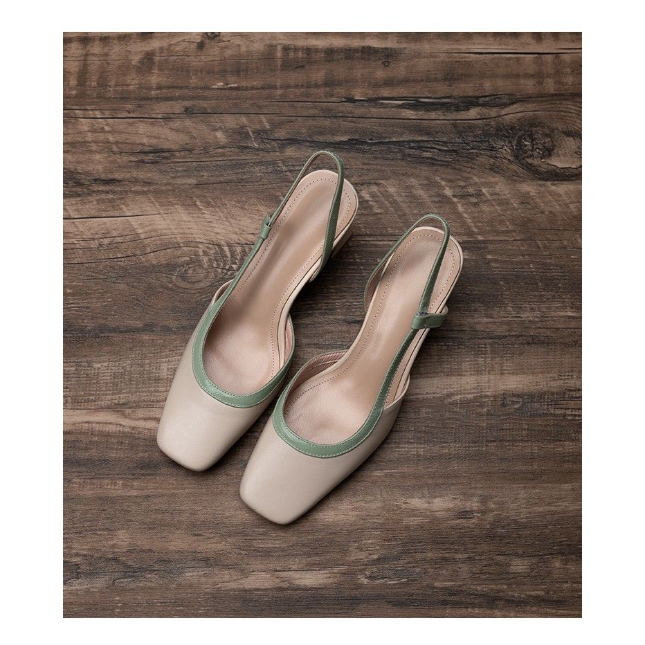 Giày Cao Gót Mũi Vuông Phong Cách Retro Cho Nữ