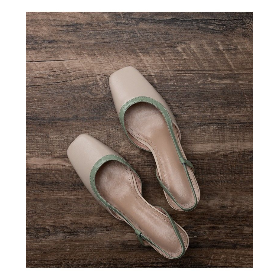 Giày Cao Gót Mũi Vuông Phong Cách Retro Cho Nữ