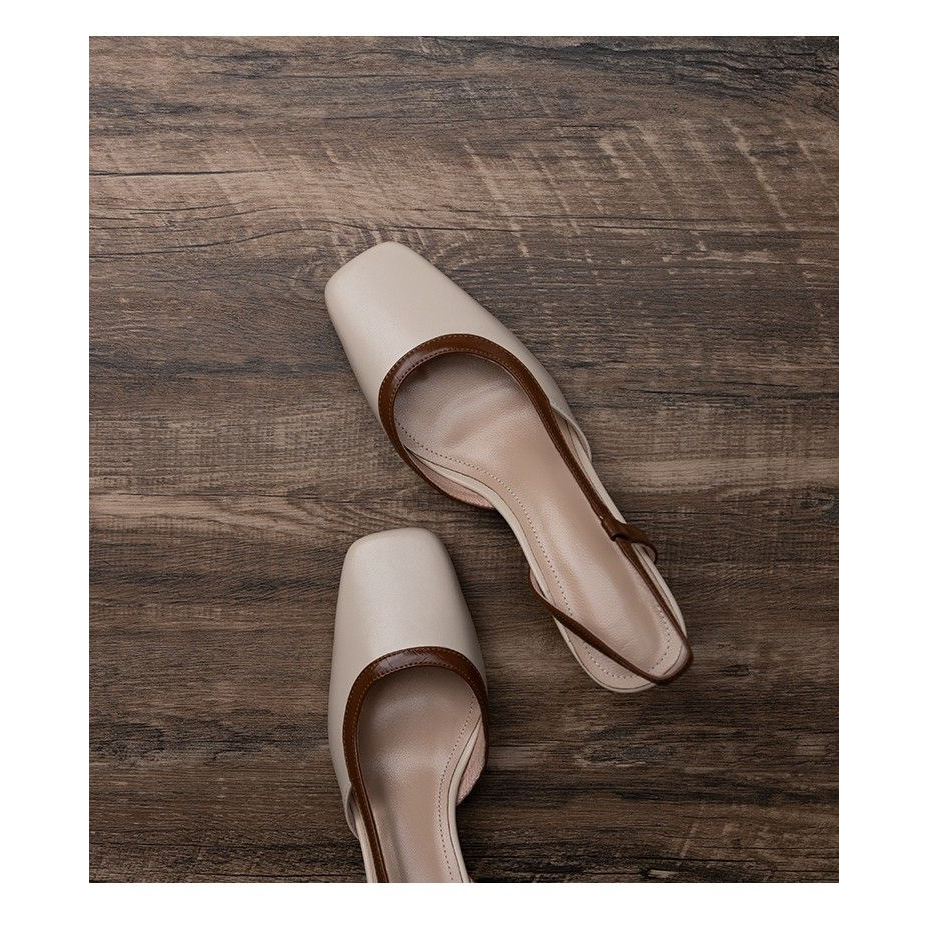 Giày Cao Gót Mũi Vuông Phong Cách Retro Cho Nữ