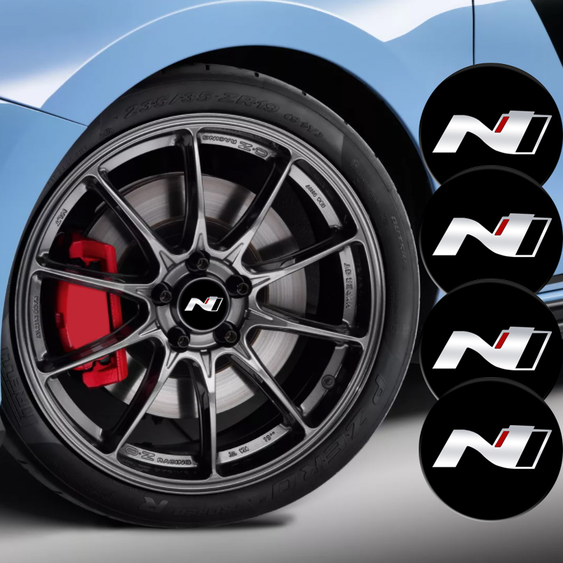 4 56.5mm Cho Xe Hyundai N N LINE Sonata Elantra Kona Tucson I30 I20 Logo Ô Tô Bánh Xe Trung Tâm Nắp Vành Huy Hiệu Nhôm Biểu Tượng Miếng Dán