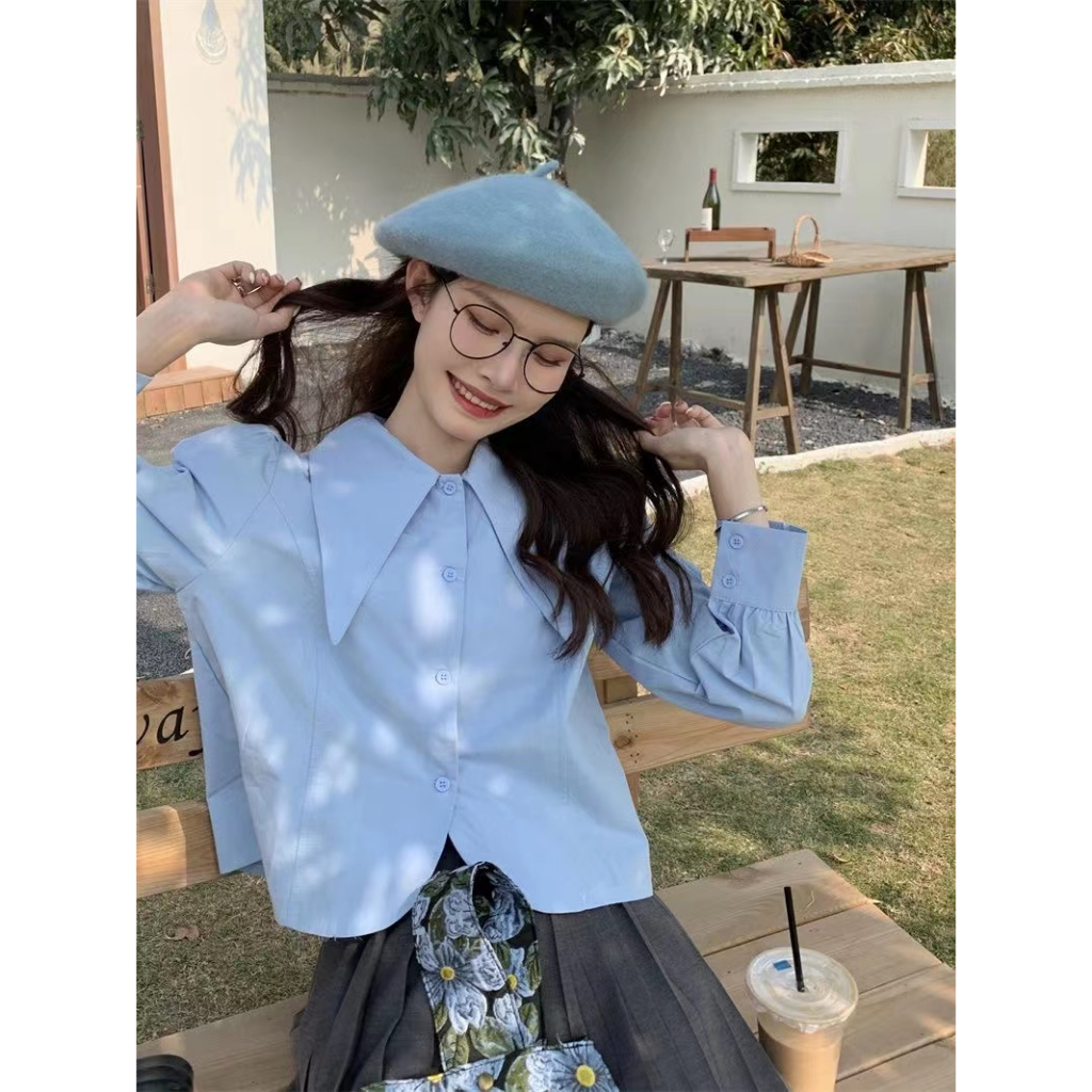 Áo Sơ Mi Nữ Dài Tay Dáng Rộng Phong Cách Hàn Quốc Baju Baju Wanita Lengan Panjang Hàng Mới Có Sẵn