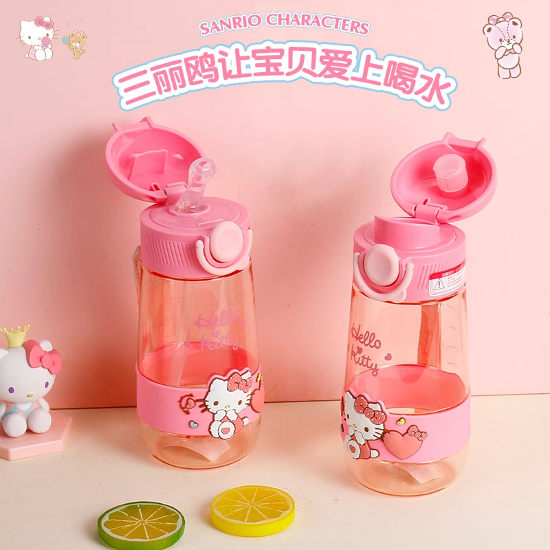 Bình Nước Bằng Nhựa Cấp Thực Phẩm Có Ống Hút Hình Hello Kitty Đáng Yêu Cho Mẹ Bầu