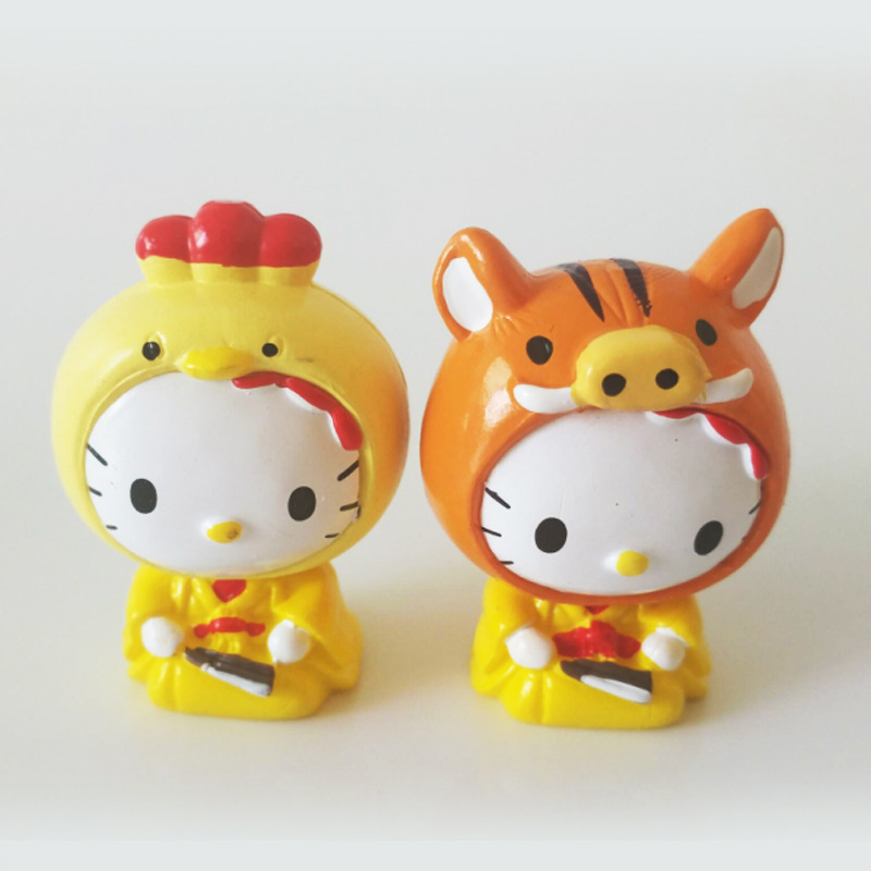 Set 12 Mô Hình Nhân Vật Hoạt Hình Nhật Bản Sanrio Hello Kitty Hổ Chó Mèo Bò Sữa Đáng Yêu