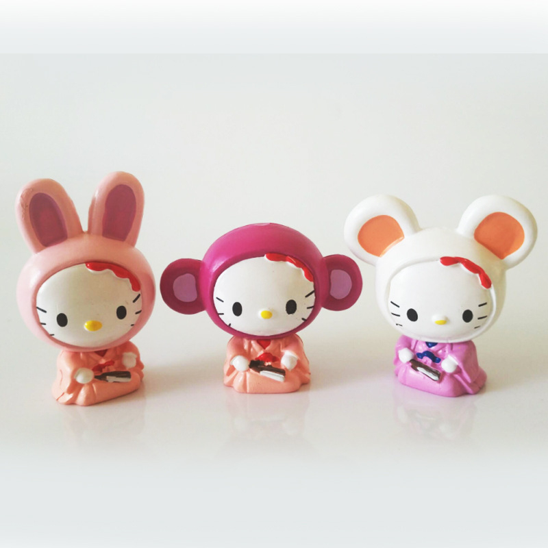 Set 12 Mô Hình Nhân Vật Hoạt Hình Nhật Bản Sanrio Hello Kitty Hổ Chó Mèo Bò Sữa Đáng Yêu