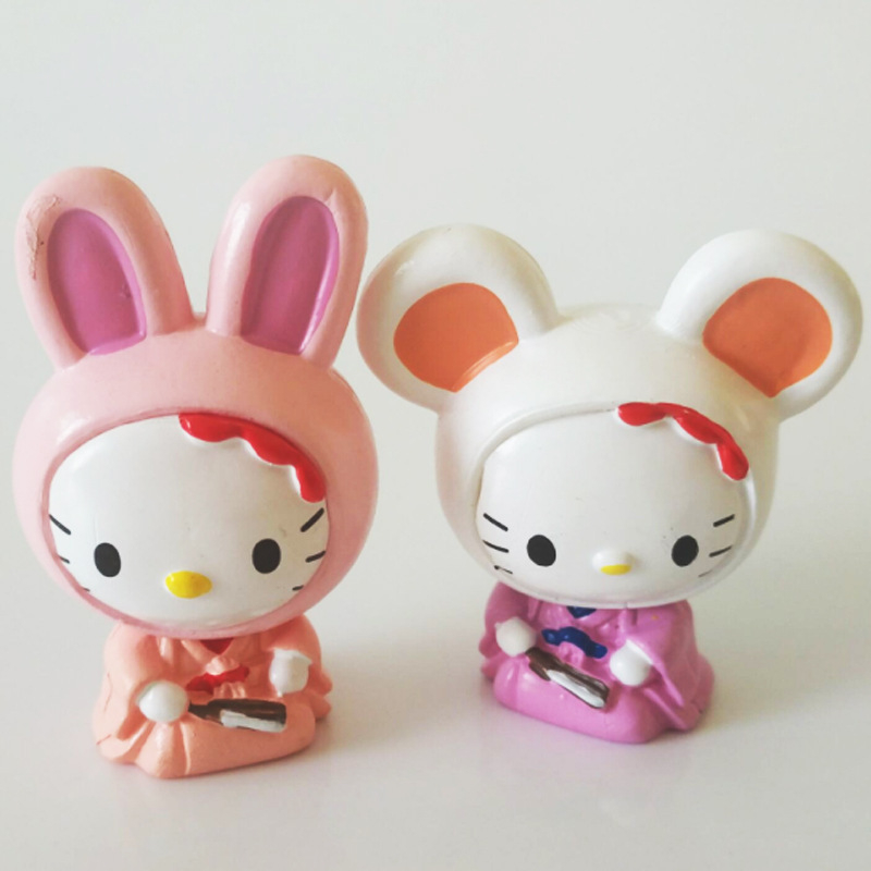 Set 12 Mô Hình Nhân Vật Hoạt Hình Nhật Bản Sanrio Hello Kitty Hổ Chó Mèo Bò Sữa Đáng Yêu