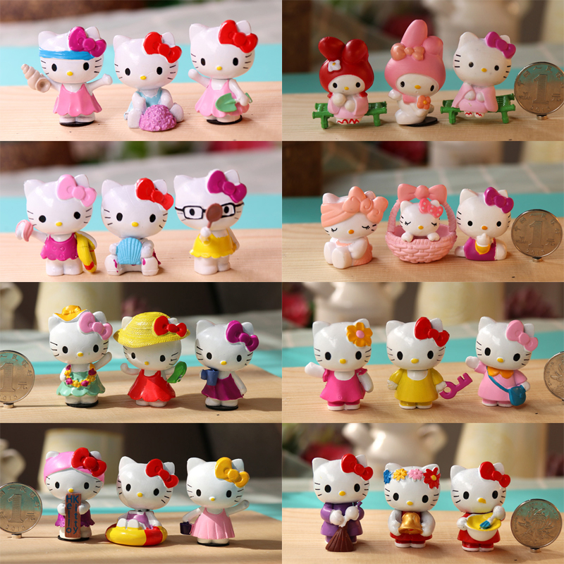 6 cái / bộ 3-4 cm nhật bản anime sanrio hello kitty kuromi my melody cinnamoro pochacco onpompurin cat q phiên bản pvc action figures mô hình búp bê đồ chơi trẻ em quà tặng