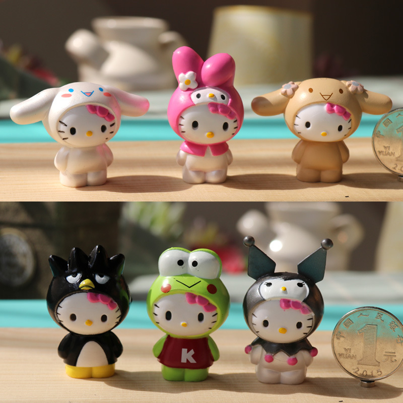 6 cái / bộ 3-4 cm nhật bản anime sanrio hello kitty kuromi my melody cinnamoro pochacco onpompurin cat q phiên bản pvc action figures mô hình búp bê đồ chơi trẻ em quà tặng