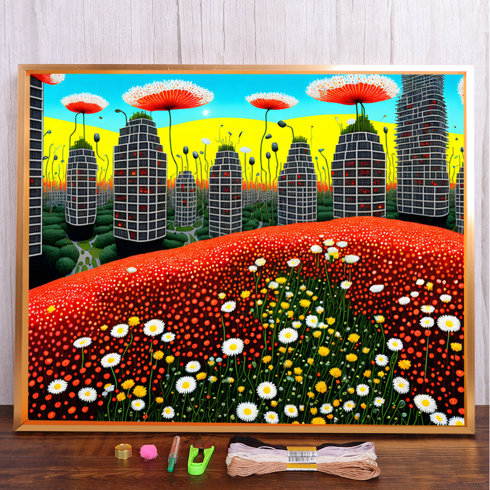 Bộ Tranh Thêu Chữ Thập Tự Làm 11 / 14CT Hình Hoa Sen Tan Trong Nước