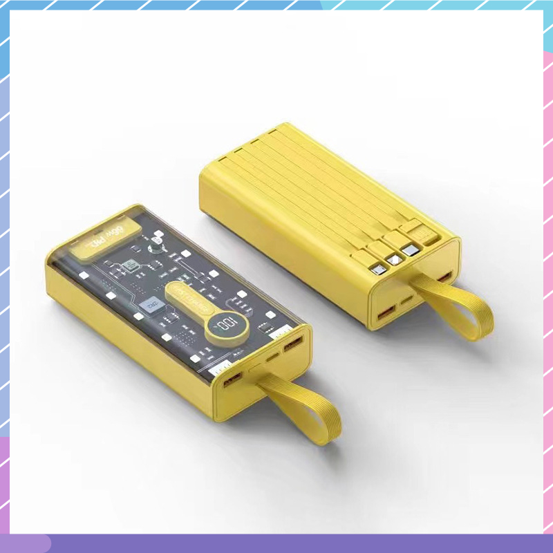 Pin Sạc Dự Phòng Đa Năng 20000mAh 4 Dây Siêu Nhanh Màu Trong Suốt Cho Samsung / Xiaomi / oppo / vivo